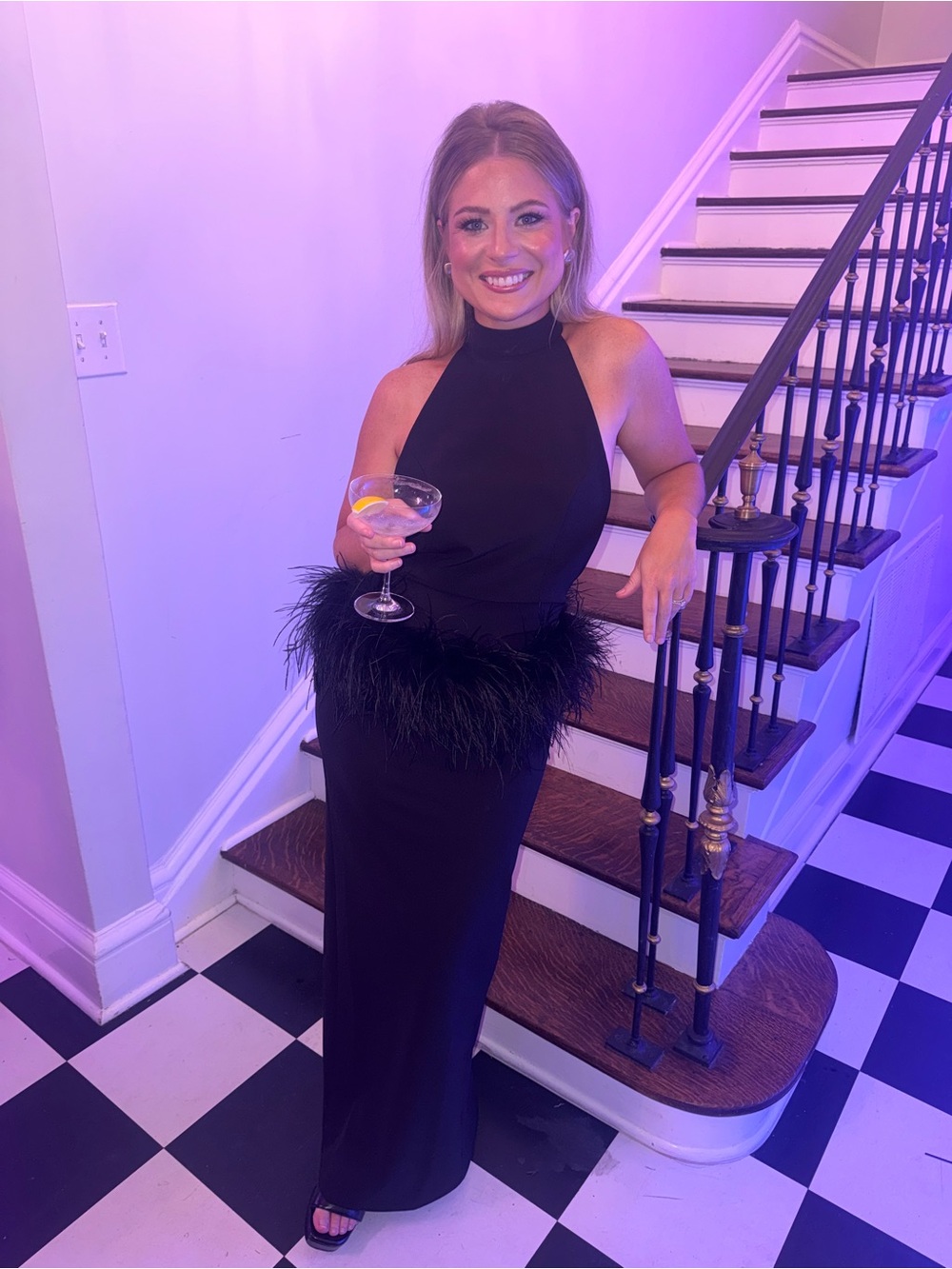 REVOLVE Black Halter Maxi Dress with Feather Waist - Picture 3 of 3